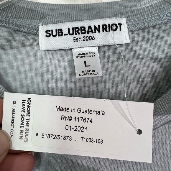NWT Sub_Urban Riot Girl’s It’s Cool To Be Kind Grey Camo SS Crew T-Shirt Sz L - Picture 4 of 7